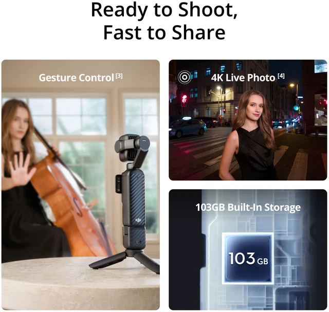 Alt view image 5 of 7 - DJI Osmo Pocket 4P (4 Pro) Standard Combo Dual-Lens Camera 1-Inch 17-Stop DR 4K 240fps D-Log 2 Active Track 8.0 US Stock