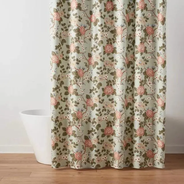 Alt view image 2 of 4 - Toile Garden Floral Shower Curtain Sage