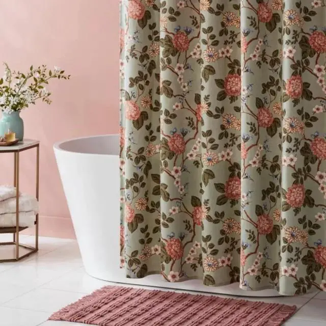 Alt view image 3 of 4 - Toile Garden Floral Shower Curtain Sage