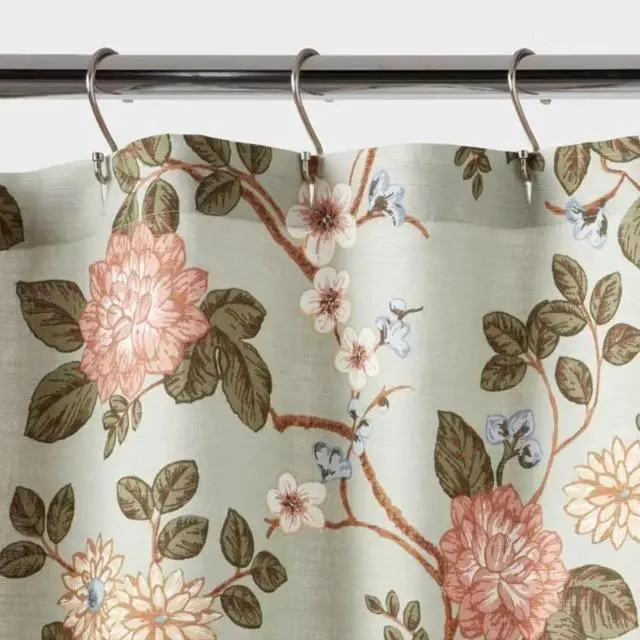 Alt view image 4 of 4 - Toile Garden Floral Shower Curtain Sage