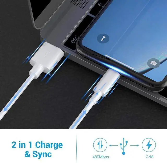 Alt view image 2 of 5 - Lightning Cable MFi Certified - iPhone Charger 3Pack 6FT Lightning to USB A Charging Cable Cord Compatible with iPhone 14 13 12 Mini Pro Max SE 11 Xs Max XR X 8 7 6 Plus 5S iPad Pro Airpods - White