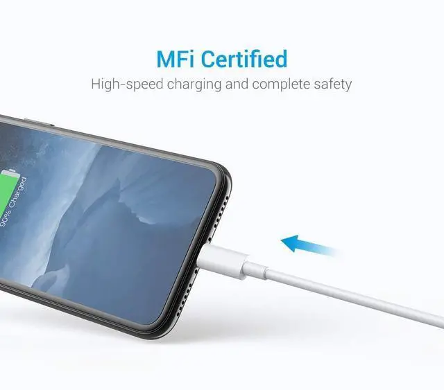 Alt view image 3 of 5 - Lightning Cable MFi Certified - iPhone Charger 3Pack 6FT Lightning to USB A Charging Cable Cord Compatible with iPhone 14 13 12 Mini Pro Max SE 11 Xs Max XR X 8 7 6 Plus 5S iPad Pro Airpods - White
