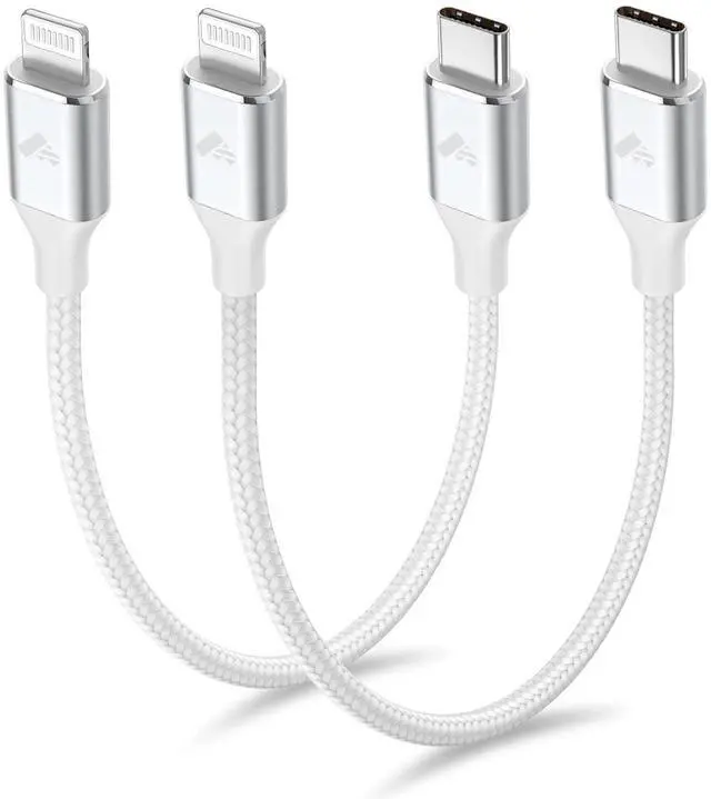 Main image of 2Pack Short USB C to Lightning Cable 1ft PD USB C to iPhone Charger Cable MFi Certified Nylon Braided Short iPhone Charger Cord Fast Charging for iPhone 14 13 12 11 Pro Max XR XS X 8 Plus SE iPad