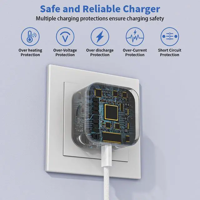 Alt view image 3 of 7 - iPhone 17 Charger Fast Charging USBC Charger 2 Pack 40W Foldable Dynamic USB C Power Adapter with 60W Max 6FT USB C Cable Woven Cord for iPhone 17 Air/17 Pro Max/16/16 Pro/15/iPad Pro/Air/Mini