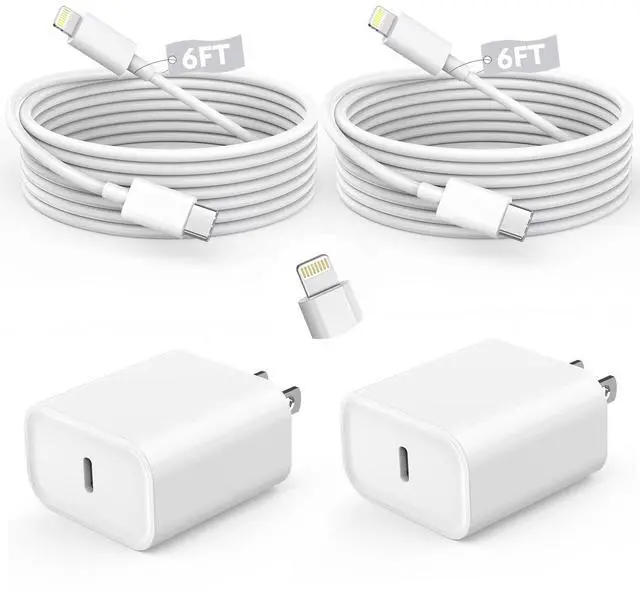 Main image of Fast Charger iPhone iPhone Charger Fast Charging 2Pack USB C Wall Charger Block Fast i Phone Chargers 6FT Type-C USB C to Lightning Cable Cord for iPhone14/14Plus/13/12/11 Pro Max Mini 8 iPad/AirPods
