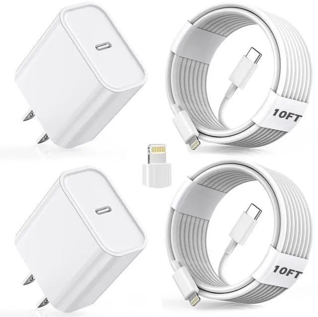 Main image of Fast Charger iPhone 10FT iPhone Charger Long 10Feet Fast Charger USB C to Lightning Cable Cord 2Pack Type C Wall Charger Box Block Plug for iPhone 14/14 Pro Max/14 Plus/13/13 Mini/12/11/X/XR/SE