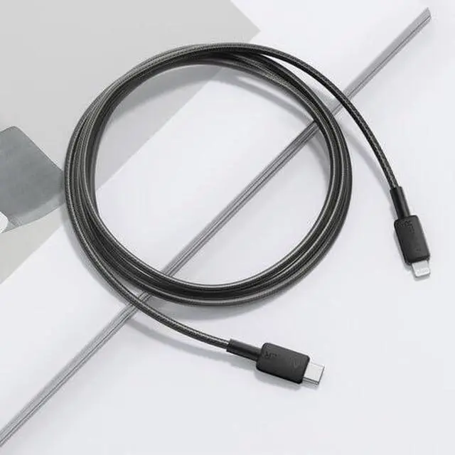 Alt view image 2 of 4 - 322 USB-C to Lightning Cable Braided MFi Certified iPhone Charger Cord for iPhone 15 14 13 12 11 iPad AirPods Durable Fast Charging Data Sync Cable Long Length Black 6ft Pack of 3