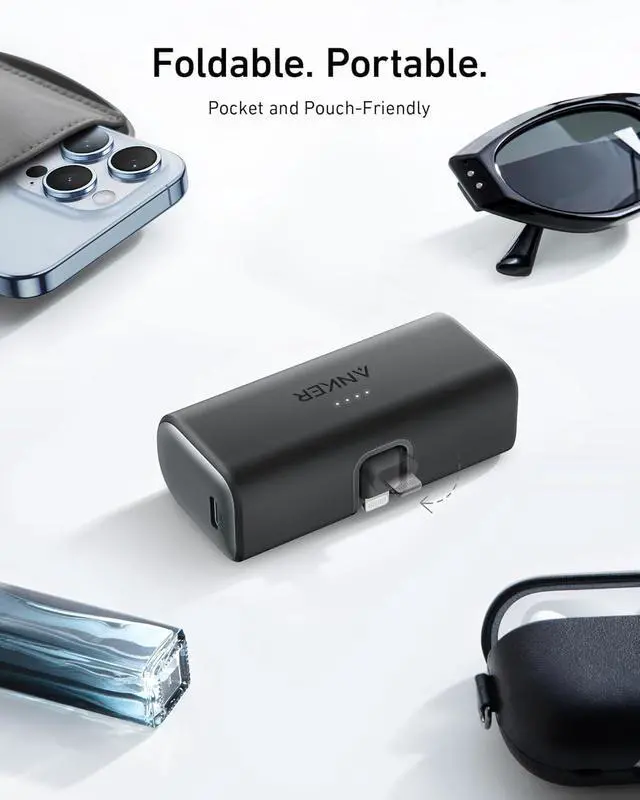 Alt view image 3 of 6 - Nano 5 000mAh Portable Charger for iPhone MFi Certified Built-in Lightning Connector 12W Compact Battery Pack for iPhone 14/13/12 Series Black