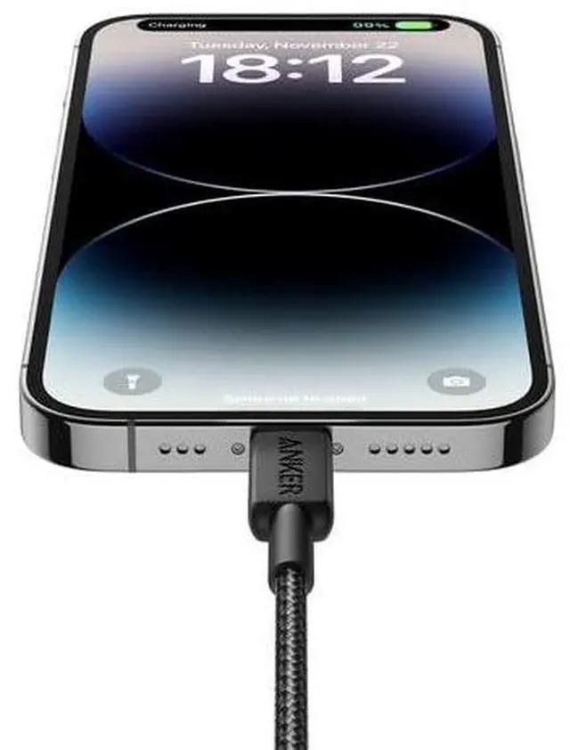 Alt view image 4 of 4 - 322 USB-C to Lightning Cable Braided MFi Certified iPhone Charger Cord for iPhone 15 14 13 12 11 iPad AirPods Durable Fast Charging Data Sync Cable Long Length Black 6ft Pack of 3