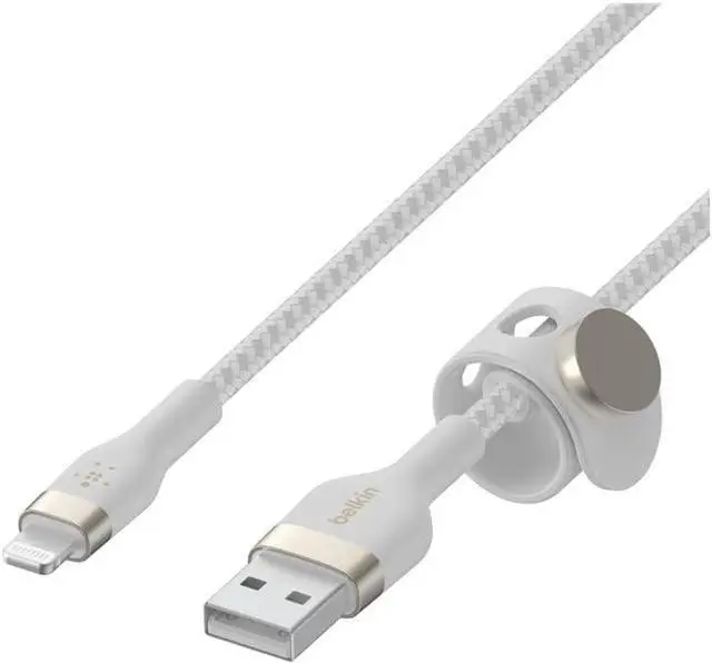 Main image of BoostCharge Pro Flex Braided USB Type A to Lightning Cable (3M/10FT) MFi Certified Charging Cable for iPhone 14 13 12 11 Pro Max Mini SE iPad and More - White