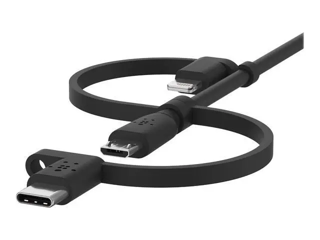 Main image of BoostCharge 3-in-1 USB-A to USB-C Lightning Micro-USB Charging Cable (1M/3.3ft) for iPhone 16 iPhone 16 Pro iPad Galaxy S25 S24 Pixel Nintendo Switch 2 & More - Black