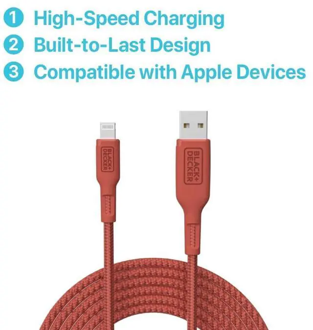 Alt view image 6 of 7 - Lightning to USB Cable - Fast Compatible iPhone Lightning Cable - Durable Braided iPhone Charger Cord - for Travel and Daily Use - Multiple Color + Length Options - 9ft