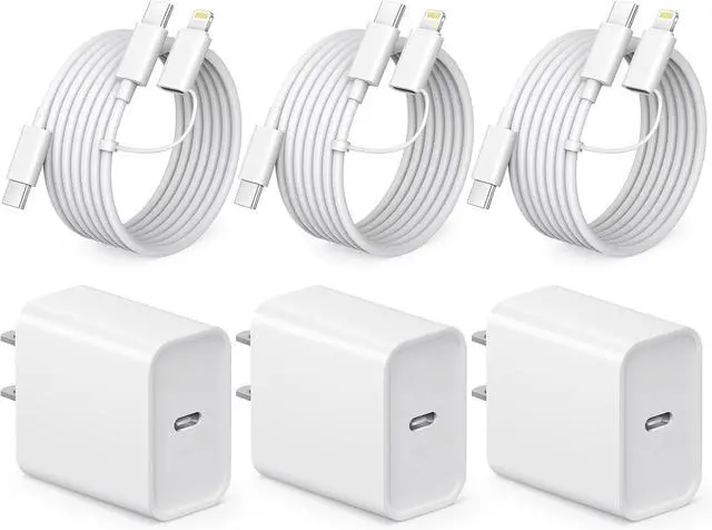 Main image of iPhone 17 16 15 Charger Fast Charging 3 Pack USB C Charger 6FT Lightning Cord & USB C Cable Type C Chargers Block for iPhone 17/17 Plus/17 Pro Max/Air/16/16 Plus/16 Max/15 Pro Max/14 Max/iPad