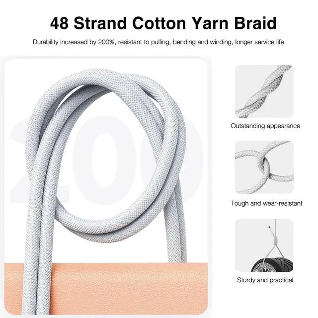 Alt view image 3 of 7 - 1.5FT Short IPhone 17/17E/16/16E/15 Woven Cable USB A to USB C CarPlay Charger Cable for iPhone 15 16 17 Pro Max Plus/Air iPad 10th Gen iPad Pro 12.9/11 Air 5th/4th Gen Mini 6th Charging Cord
