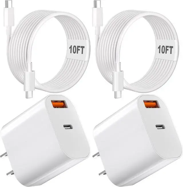 Main image of iPhone 17 16 15 Charger Fast Charging 40W Dual Port A/C Phone Charger Fast Charging USB C Wall Charger Block Quick 10FT Type C Charging Cable for iPhone 17/17 Pro Max/17 Air/16 Pro/16e/15 Plus/15 Pro