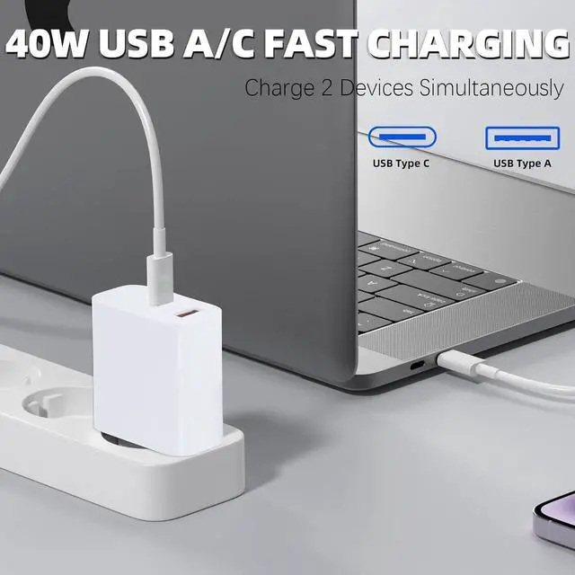 Alt view image 5 of 7 - iPhone 17 16 15 Charger Fast Charging 40W Dual Port A/C Phone Charger Fast Charging USB C Wall Charger Block Quick 10FT Type C Charging Cable for iPhone 17/17 Pro Max/17 Air/16 Pro/16e/15 Plus/15 Pro