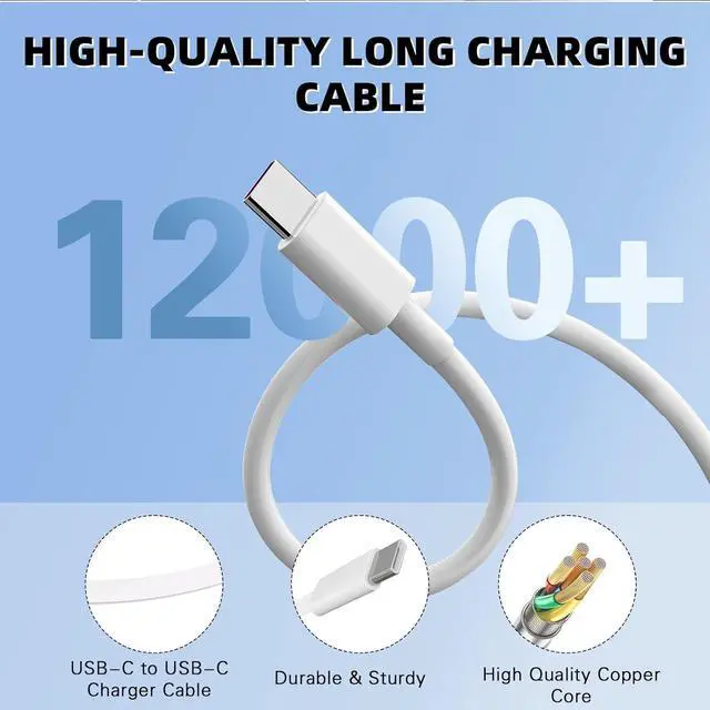 Alt view image 6 of 7 - iPhone 17 16 15 Charger Fast Charging 40W Dual Port A/C Phone Charger Fast Charging USB C Wall Charger Block Quick 10FT Type C Charging Cable for iPhone 17/17 Pro Max/17 Air/16 Pro/16e/15 Plus/15 Pro
