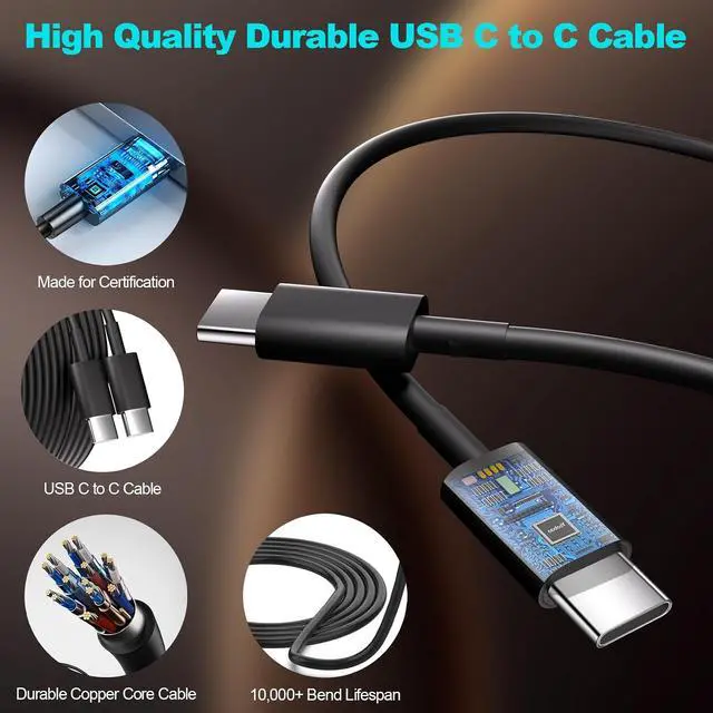 Alt view image 5 of 7 - iPhone 17 16 15 Charger Fast Charging 45W Fast Dual Port USB C Charger Block 2Pack Quick iPhone USB C Phone Wall Charger 6FT Type C Charging Cord for iPhone17 Pro/17 ProMax/17Air/16 Pro/16e/15/15 Plus