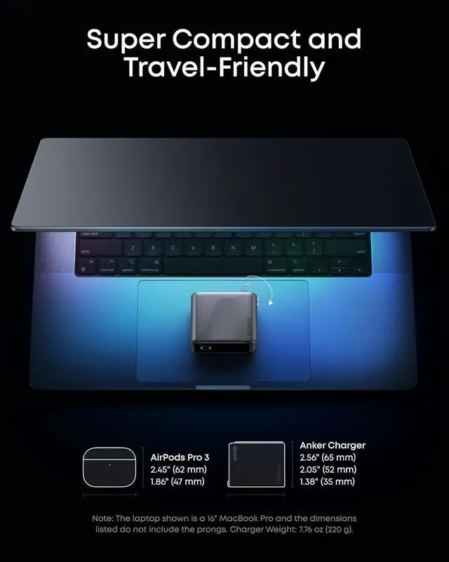 Alt view image 6 of 7 - Prime Charger 160W 3-Port Compact GaN USB C Charger Smart Display Touch Control Up to 140W Fast Charging for One Device for MacBook Pro Laptop iPhone 17 Series(Cable Not Included Non-Battery)