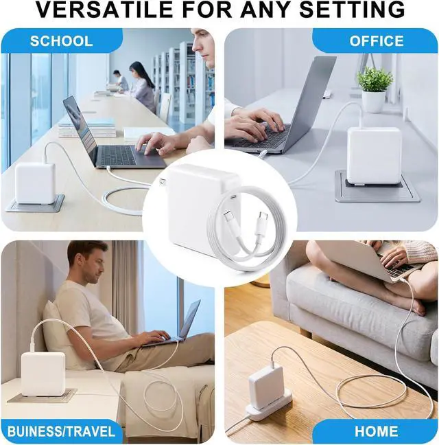 Alt view image 4 of 7 - Mac Book Air Charger - 96W USB C Charger Fast Charger for MacBook Pro M1 M2 M3 M4 Ipad Pro Smart Phone and All USBC Device Extra a Storage Bag for Travel/School/Business Trip