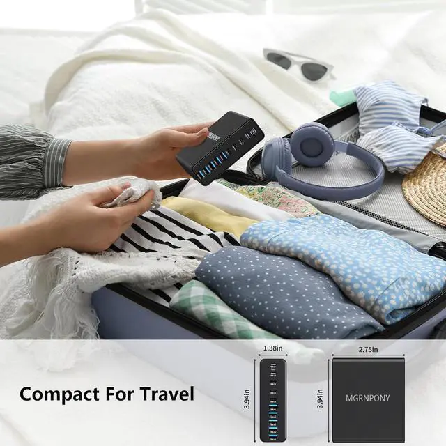 Alt view image 6 of 6 - 320W USB C Charger Block 10-Port USB C Charging Station GaN III PD 65W Laptop Fast Charger Adapter for MacBook Pro/Air iPad iPhone Galaxy Black