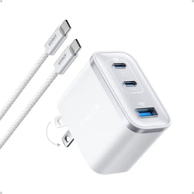 Main image of Nano USB C Charger Ultra-Fast 70W Output 3-Port Fast Charger USB C Type C Charger Fast Charging Compact and Stylish for iPhone 17/16 Series MacBook iPad and More(White Cable Included)