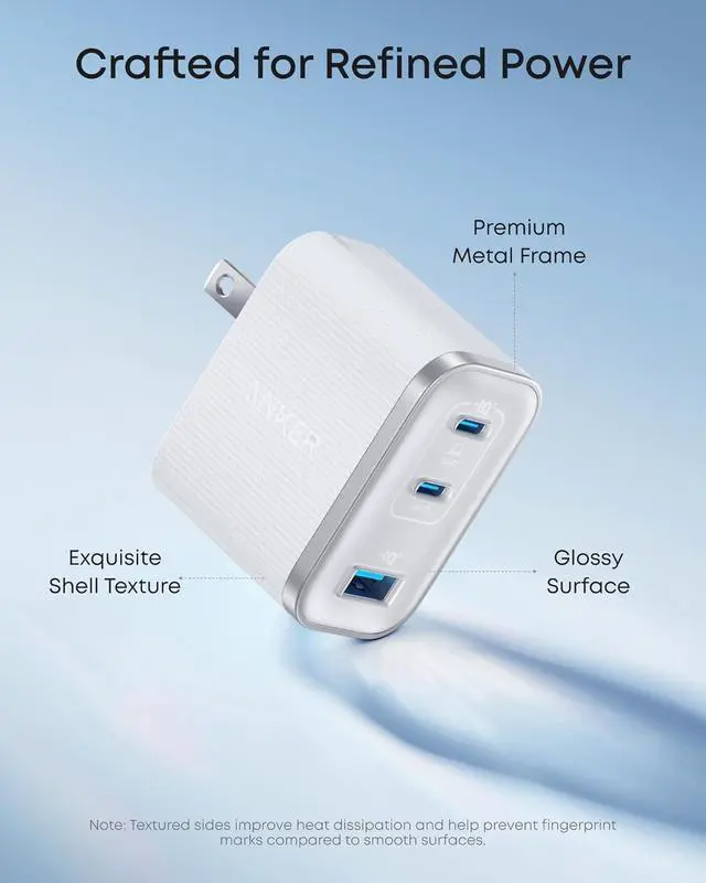 Alt view image 5 of 6 - Nano USB C Charger Ultra-Fast 70W Output 3-Port Fast Charger USB C Type C Charger Fast Charging Compact and Stylish for iPhone 17/16 Series MacBook iPad and More(White Cable Included)