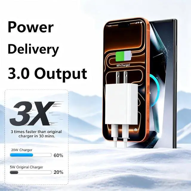 Alt view image 3 of 7 - USB Charger Block 2-Pack Fast Charging Block Dual Port QC 3.0 USB-A and PD USB-C Charger Block for iPhone 11/12/13/14/15/16/17 Pro/Pro Max XS/XR/X iPad Pro Galaxy/Android and More