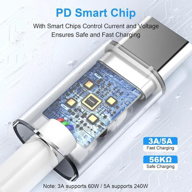 Alt view image 2 of 7 - USB C to USB C Charging Cable for iPhone 17/16/15 Charger Fast 6ft Long USBC to USB-C Power Cord for iPhone 17/16 Pro/Pro Max/Air MacBook Air 13 inch/IPad Pro/Air/10th/4/5 Type C 2Pack 6 ft 60W