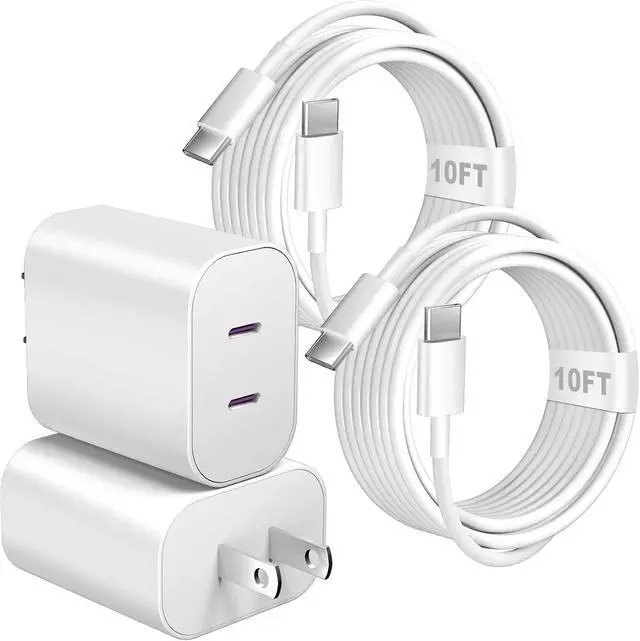 Main image of iPhone 17 16 Charger 20W Dual Port Type C Charger Fast Charging Block 2Pack Double USB C Phone Chargers 10FT Long USB C Cord for iPhone 17/17e/17 ProMax/17 Pro/17 Air/16 ProMax/16 Pro/16e/15/15 Pro