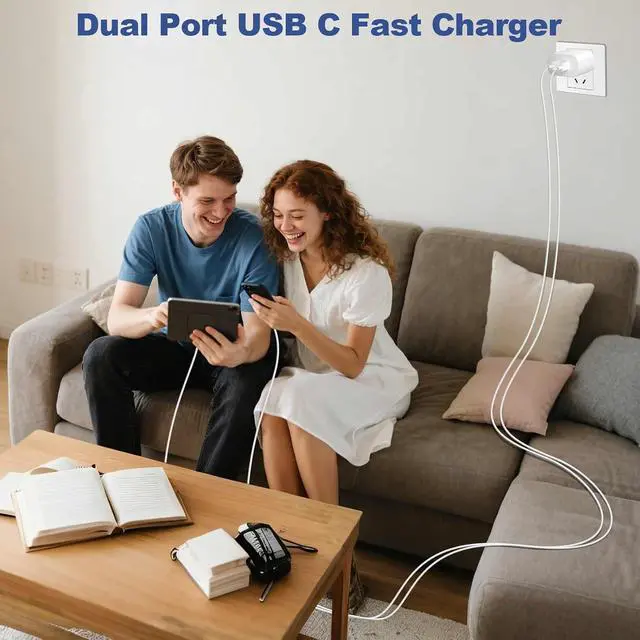 Alt view image 7 of 7 - iPhone 17 16 Charger 20W Dual Port Type C Charger Fast Charging Block 2Pack Double USB C Phone Chargers 10FT Long USB C Cord for iPhone 17/17e/17 ProMax/17 Pro/17 Air/16 ProMax/16 Pro/16e/15/15 Pro