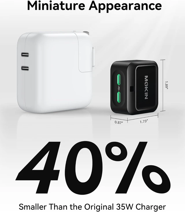 Alt view image 4 of 6 - USB C Charger Block 45W Dual Port Flat Wall Charger Fast Charging Block