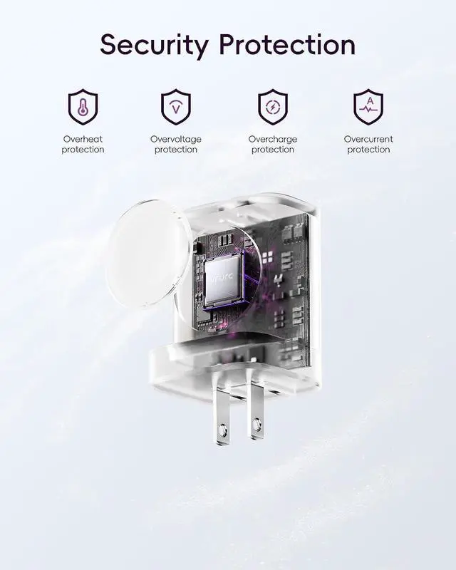 Alt view image 7 of 7 - Charger for iPhone & Watch 20W USB C Fast Charging Block 3-in-1 Compact Travel Adapter with 2 Port for iPhone 17/16/15/14/13 Wireless Magnetic for iWatch SE/11/10/9/8/7/6/5/4-Purple