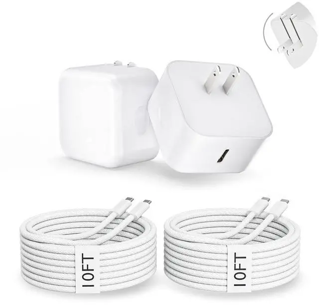 Main image of 2 Pack Fast Charger iPhone 17/16/15 40W USB C Dynamic Adapter with 60W Max 10FT Type C-C Fast Charging Woven Cable 40W Wall Charger for iPhone 17 Pro/17 Air/16e/16/15Plus iPad Pro/Air/Mini