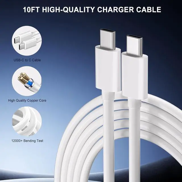 Alt view image 5 of 7 - 60W Super Fast USB C Charger for 2Pack TypeC Android Phone PD Wall Charger Block 10FT Chargers Fast Charging USB-C Cord Compatible with Galaxy S26 Ultra/S26+/S26/S25 Ultra/S25+/S25/S24/S23/S22