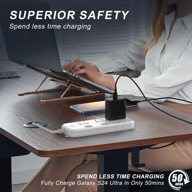 Alt view image 4 of 7 - Super Fast Charger 45W USB-C Super Fast Charging Wall Charger - PD GaN Power PPS Charger for Galaxy S26 S25 S24 S23 S22 Ultra Plus S20 Note10 Tab S8 Ultra.