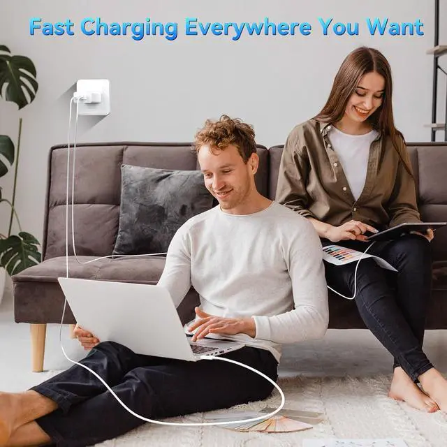 Alt view image 3 of 7 - 45W Fast Charger USB C for iPhone 17 16 15 Pro Max 3Pack 45W Dual Port Type C Super Fast iPhone Charger Block & 6/10/10FT USB C Cable for iPhone 17 Pro Max/16 Pro/15Plus for Galaxy S25 Ultra