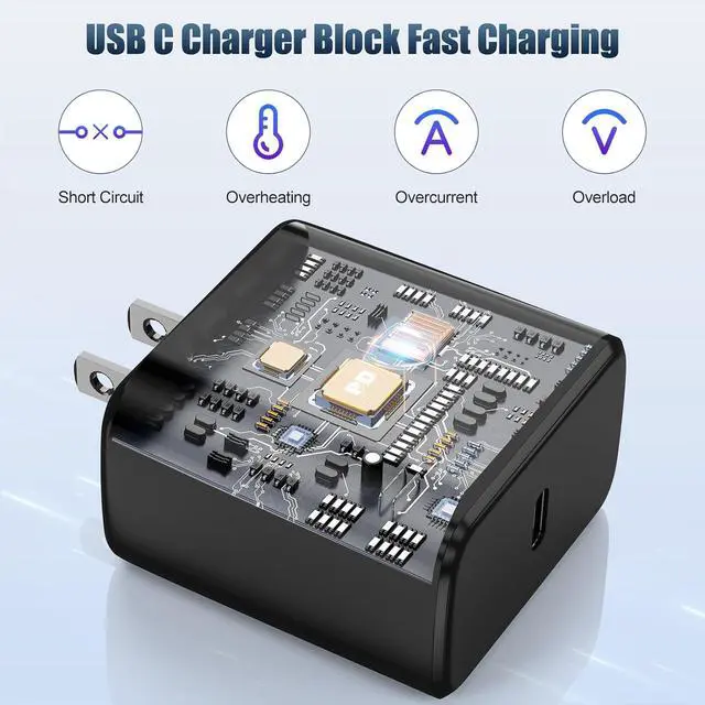 Alt view image 2 of 7 - 2Pack 60W Super Fast Charger Type C 6ft USB C Wall Charging Block Plug and Long Android Phone Charger Cable Cord for Galaxy S26/S26 Plus/S25/S24 Ultra/S23+/S22/S21/Note 20/iPhone 17 16 15 Pro