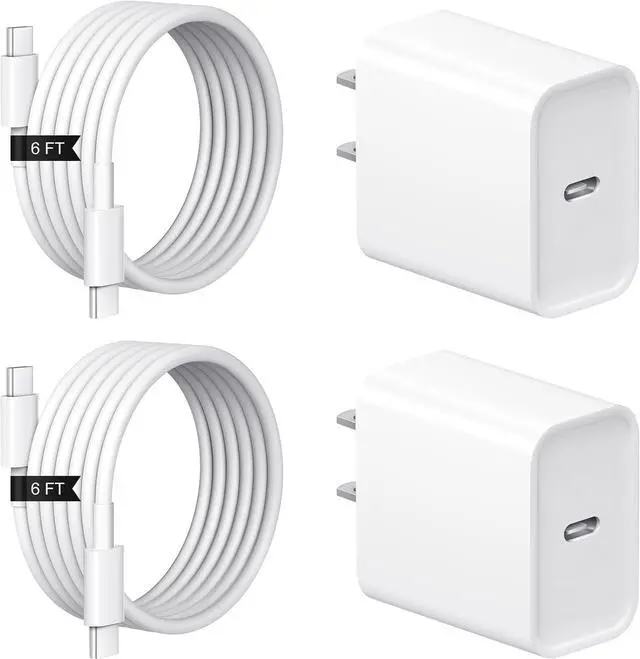 Main image of iPhone 17 16 15 Charger Fast Charging 2+2Pack 20W USB C Wall Charger with 6FT Fast Charging Cable Compatible with iPhone 17/17 Air/17 Pro/17 Pro Max/iPhone 16/15 Series iPad Pro/AirPods