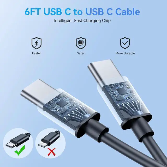 Alt view image 5 of 7 - Super Fast Charger 45W Dual Port Charger Fast Charging 2Pack Quick Android Phone Charger Block 10FT Long USB C Charger Cord for Galaxy S26 Ultra/S26+/S25/S24/S23/S22/S21