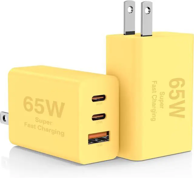 Main image of 2Pack 65W USB C Wall Charger Block 3-Port USB C Charging Adapter 100W Type C Super Fast Charging Power Plug Cube for MacBook Pro/Air i-Pad Pro i-Phone 17/16/15 Galaxy S25 and More
