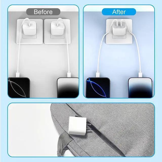 Alt view image 5 of 7 - USB C Charger Block Fast Charging Charger Adapter 4 Pack Type C Wall Charger with 6FT Fast Charging Cable for iPhone 17/17 Plus/17 Pro Max/16/16 Pro Max/15 Pro Max (White Dual USB Type C)