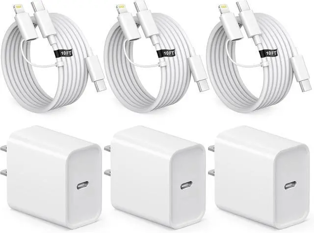 Main image of iPhone 17 16 15 Charger Fast Charging iPhone Charger 20W USB C Charger Block Type C Chargers 3 Pack 10FT Cord for iPhone 17/17 Plus/17 Pro/17 Pro Max/16/16 Plus/16 Pro Max/15 Pro Max/14Max