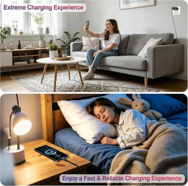Alt view image 6 of 7 - 60W Super Fast Charger Charger Android Phone Chargers 2Pack USB C Charger Fast Charging Block & 10FT USB C Cable Cord for Galaxy S26 Ultra/S26/S26+/S25 Ultra/S25/S24/S23/S22 Ultra/S20