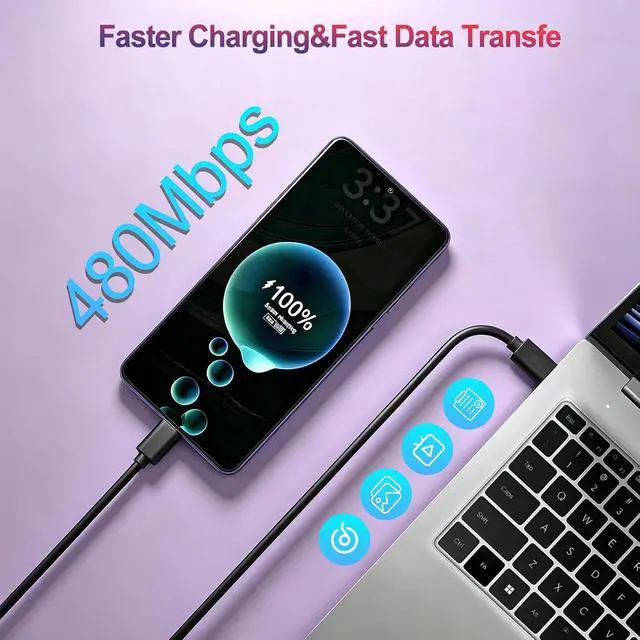 Alt view image 7 of 7 - 60W Super Fast Charger Charger Android Phone Chargers 2Pack USB C Charger Fast Charging Block & 10FT USB C Cable Cord for Galaxy S26 Ultra/S26/S26+/S25 Ultra/S25/S24/S23/S22 Ultra/S20