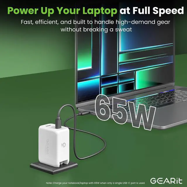 Alt view image 3 of 7 - USB C Charger Block 65W 3-Port Fast Charging Adapter Compact Foldable PD Charger Compatible with MacBook Pro/Air iPad iPhone 17/16/15/14 Galaxy S25/S20 Pixel and More