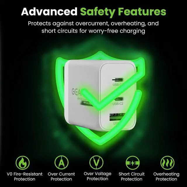 Alt view image 7 of 7 - USB C Charger Block 65W 3-Port Fast Charging Adapter Compact Foldable PD Charger Compatible with MacBook Pro/Air iPad iPhone 17/16/15/14 Galaxy S25/S20 Pixel and More