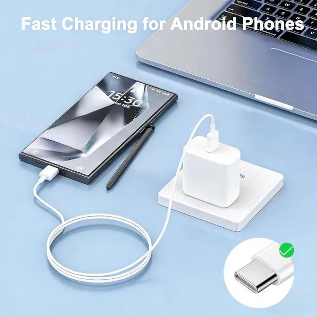 Alt view image 3 of 7 - Super Fast Charger Type C for 2Pack 45W USB C Android Phone Charger Block with 6FT Type C Charger Fast Charging Cable for Galaxy S26 Ultra/26+/S25 Ultra/S24/S23/S22/S21/S20 Galaxy Tab