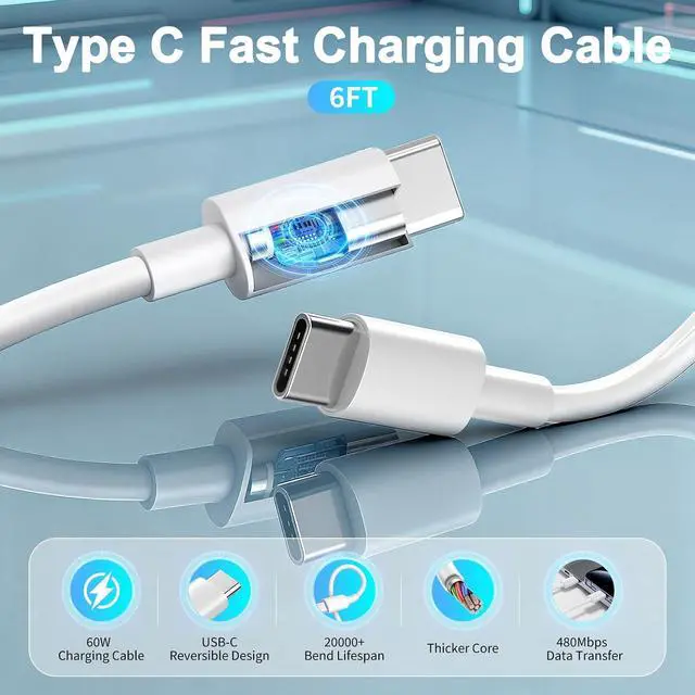 Alt view image 5 of 7 - Super Fast Charger Type C for 2Pack 45W USB C Android Phone Charger Block with 6FT Type C Charger Fast Charging Cable for Galaxy S26 Ultra/26+/S25 Ultra/S24/S23/S22/S21/S20 Galaxy Tab