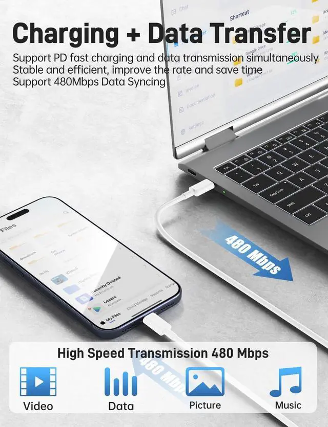 Alt view image 5 of 7 - 45W iPhone 17 16 15 Charger Fast Charging 2Pack Dual Port USB C Charger Block with Long 60W 3/6/10/10FT USB C to C Cable PD 3.0 Wall Charger Plug for iPhone 17/16 Pro Max/15 Series/iPad Pro